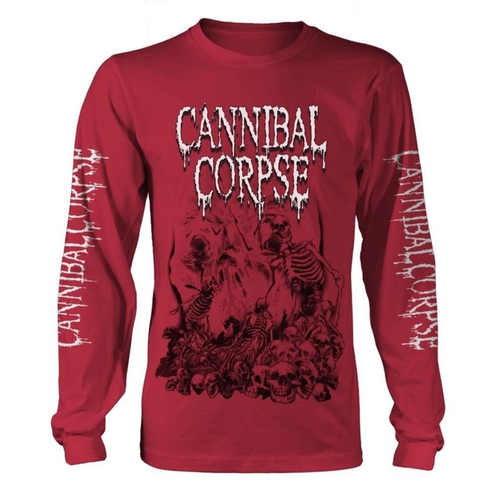 Cannibal Corpse Unisex Adult Pile Of Skulls 2018 Long-Sleeved T-Shirt / Red